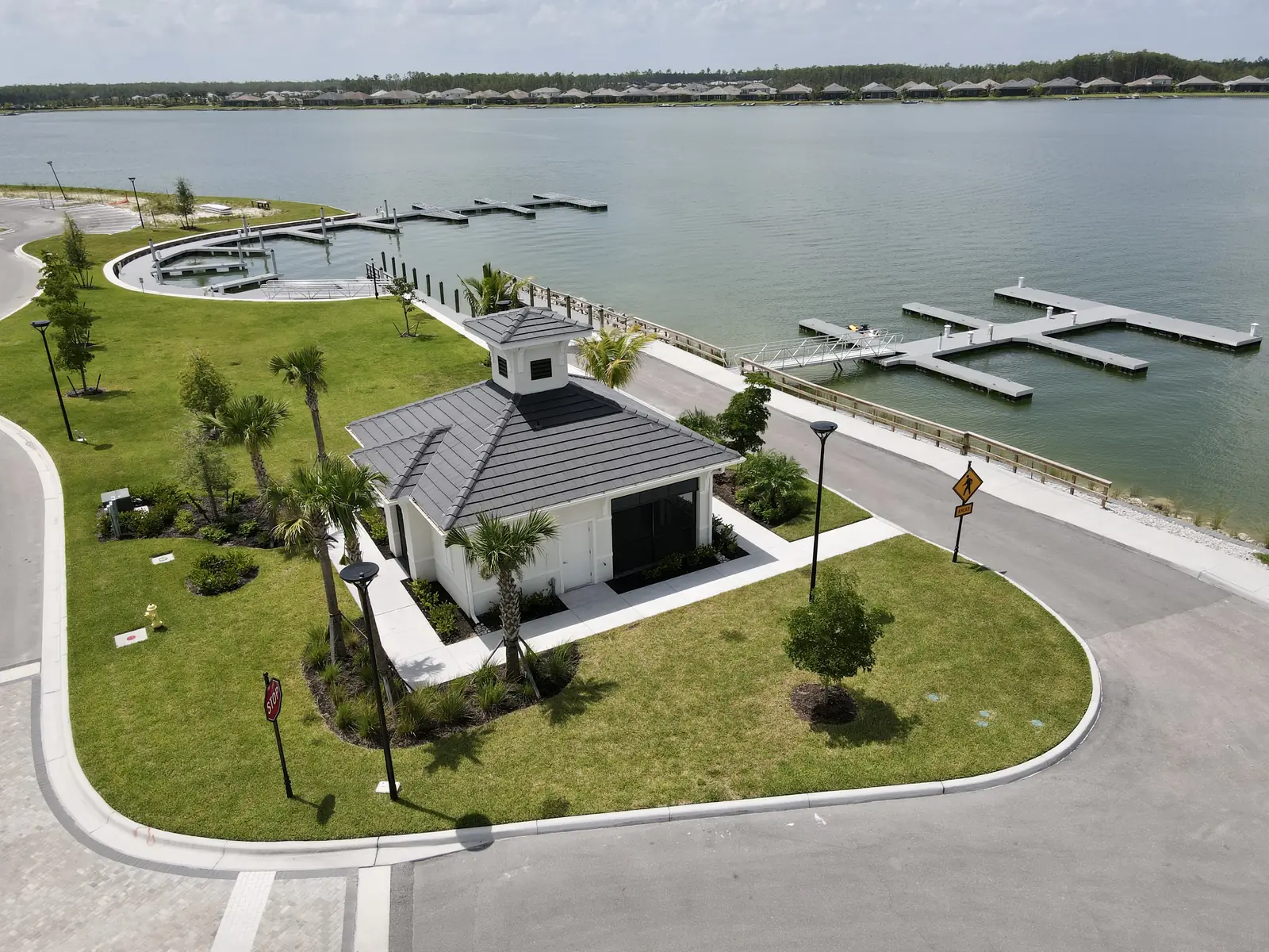 The WildBlue marina, boat ramp and docks on the main lake