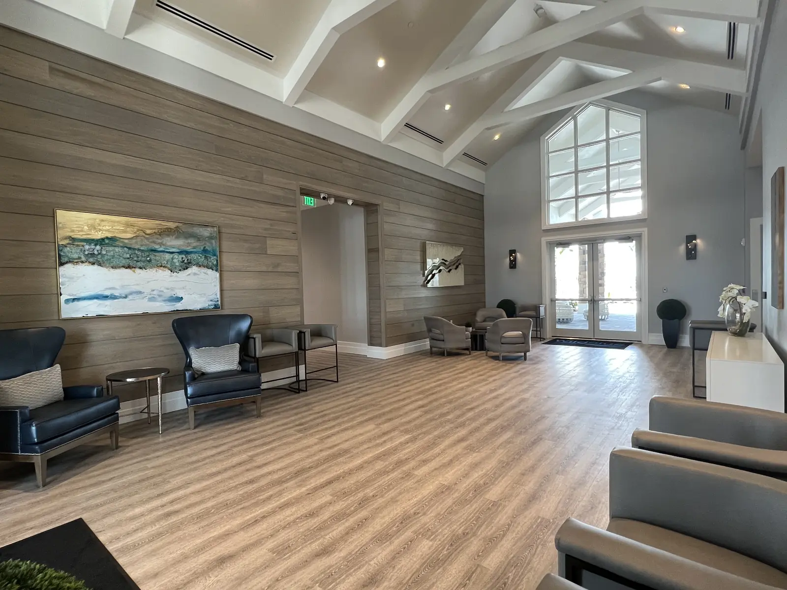 Entry hall of the Social Club with vaulted ceiling