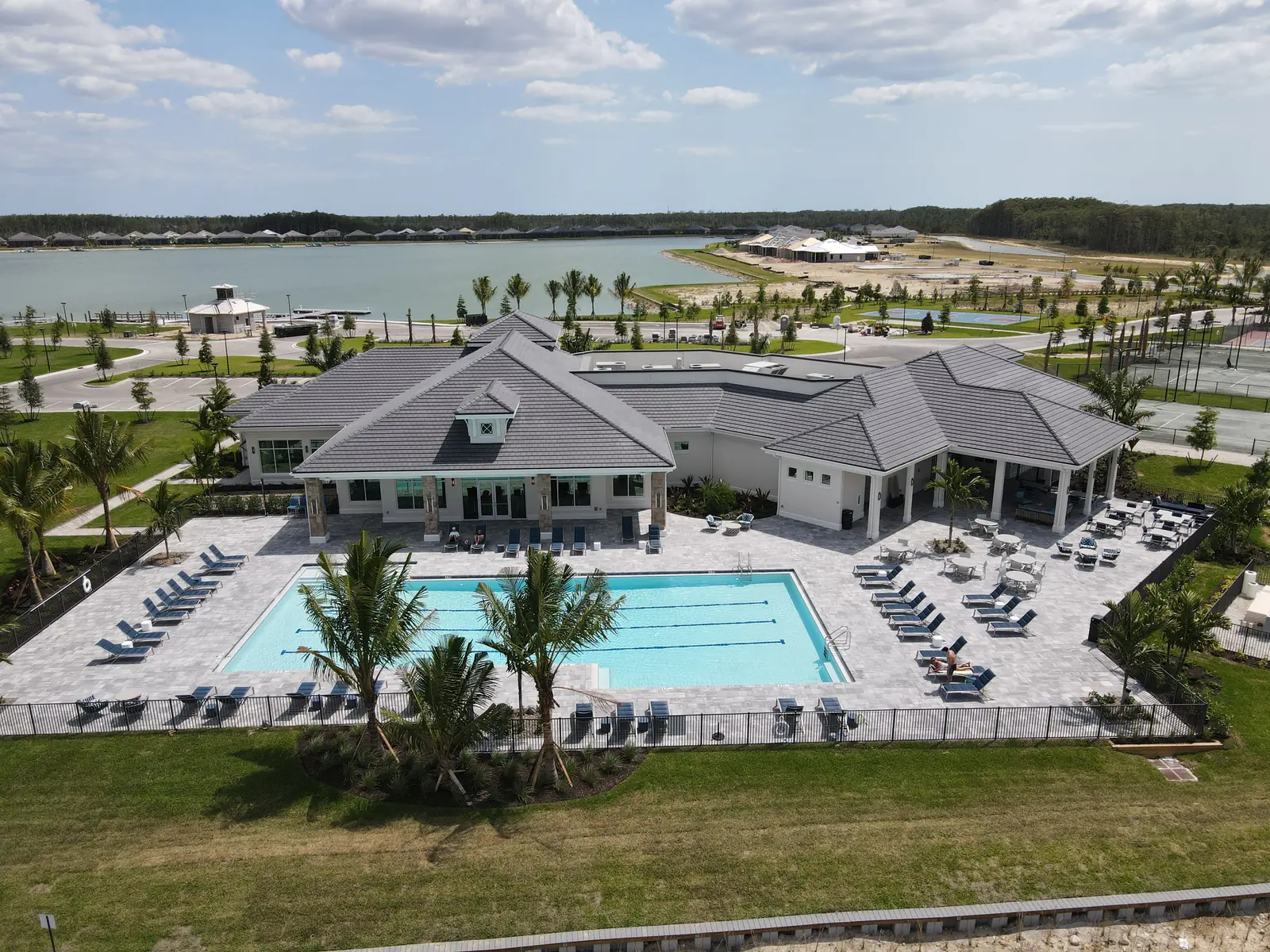 Sports Club and lap pool beside the lake